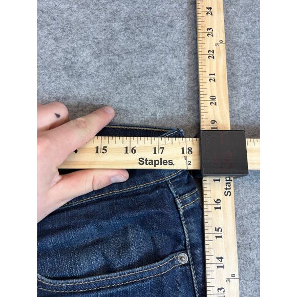 Levis 513 Denim Slim Straight Jeans Mens 35x30 Blue Dark Wash Red Tab Faded - Picture 5 of 9